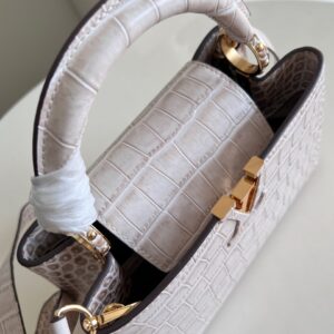 Louis Vuitton LV Capucines Crocodile Leather Handbag with Gold Buckle 31cm