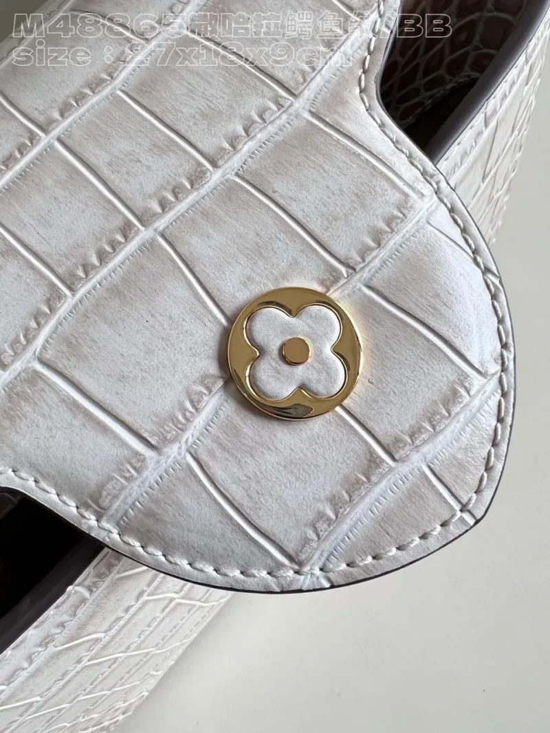 Louis Vuitton LV Capucines Crocodile Leather Handbag with Gold Buckle 31cm