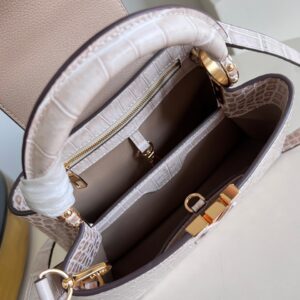 Louis Vuitton LV Capucines Crocodile Leather Handbag with Gold Buckle 31cm