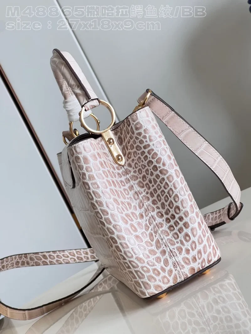 Louis Vuitton LV Capucines Crocodile Leather Handbag with Gold Buckle 31cm