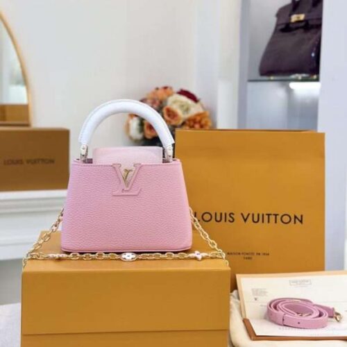 Tui-Xach-Louis-Vuitton-LV-Capucines-Nu-Mau-Hong-Da-Bo-Like-Auth-21cm-2-600x800-1 Louis Vuitton LV Capucines Women’s Handbag Pink Cowhide Like Auth 21cm