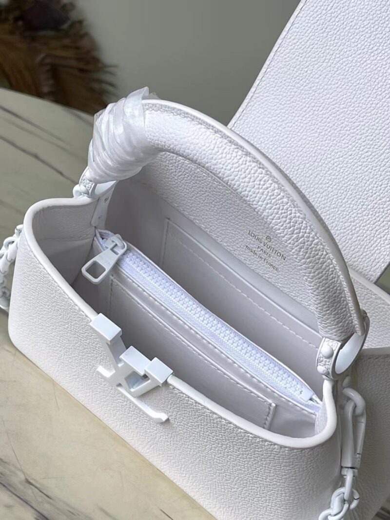 Louis Vuitton LV Capucines Handbags White Leather 21cm