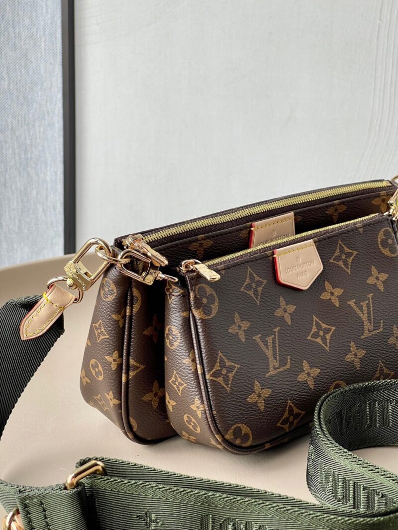 Louis Vuitton LV Multi Pochette Handle Fabric Green Handbags Monogram 24x16x6cm