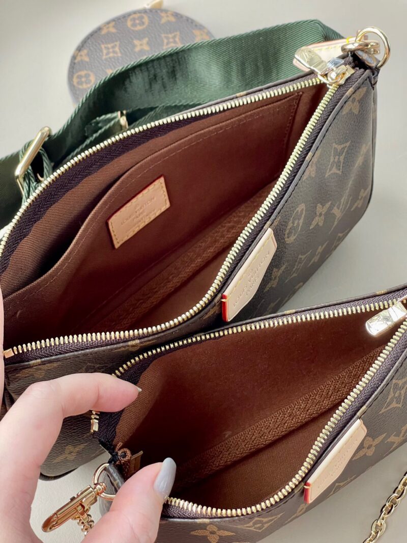 Louis Vuitton LV Multi Pochette Handle Fabric Green Handbags Monogram 24x16x6cm