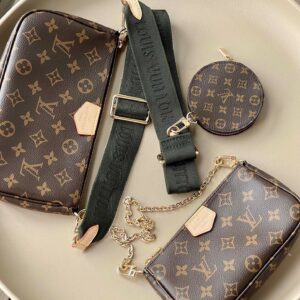 Louis Vuitton LV Multi Pochette Handle Fabric Green Handbags Monogram 24x16x6cm