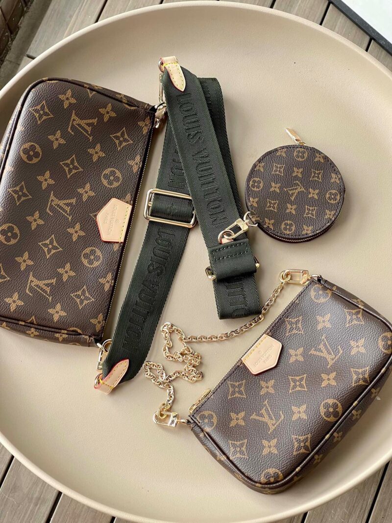 Louis Vuitton LV Multi Pochette Handle Fabric Green Handbags Monogram 24x16x6cm