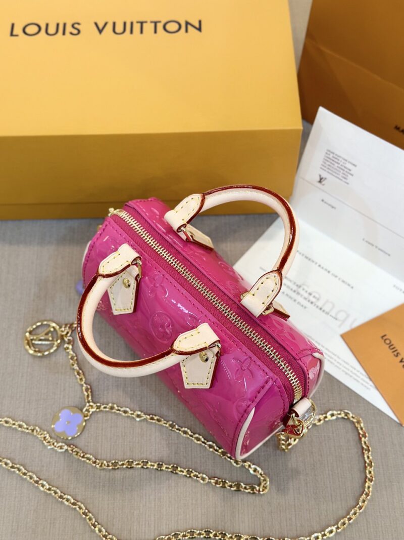 Louis Vuitton LV Nano Speedy Pink Shiny Leather Handbags 16x10x7,5cm