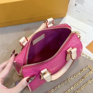 Louis Vuitton LV Nano Speedy Pink Shiny Leather Handbags 16x10x7,5cm