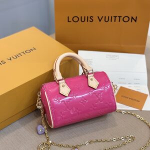 Louis Vuitton LV Nano Speedy Pink Shiny Leather Handbags 16x10x7,5cm