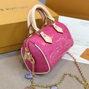 Louis Vuitton LV Nano Speedy Pink Shiny Leather Handbags 16x10x7,5cm