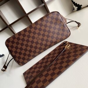 Louis Vuitton LV Neverfull Checkered Pattern Handbags 32x29x17cm