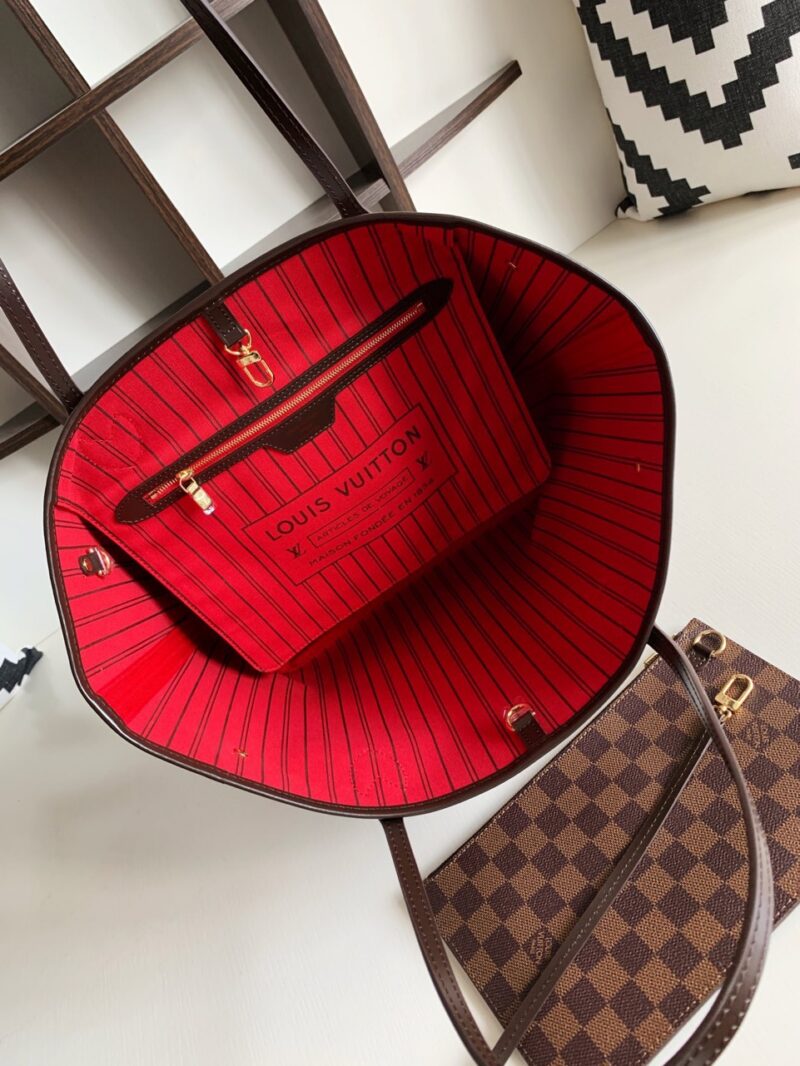 Louis Vuitton LV Neverfull Checkered Pattern Handbags 32x29x17cm