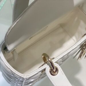 Dior Lady ABC High-end Women’s Handbag White Soft Leather 20cm