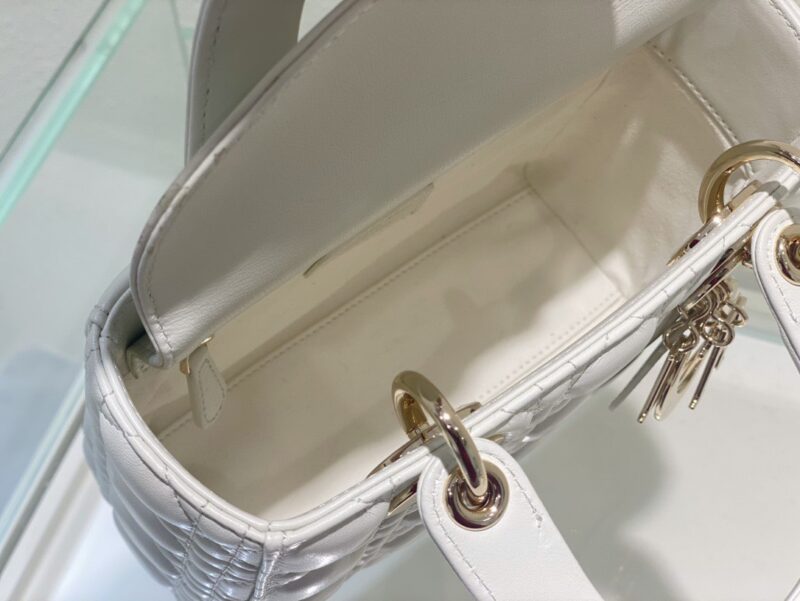 Dior Lady ABC High-end Women’s Handbag White Soft Leather 20cm