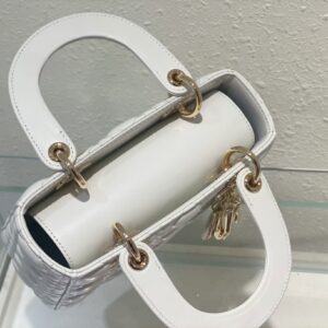 Dior Lady ABC High-end Women’s Handbag White Soft Leather 20cm
