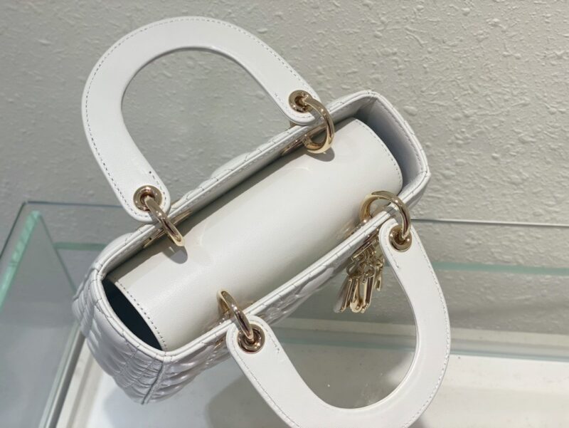 Dior Lady ABC High-end Women’s Handbag White Soft Leather 20cm