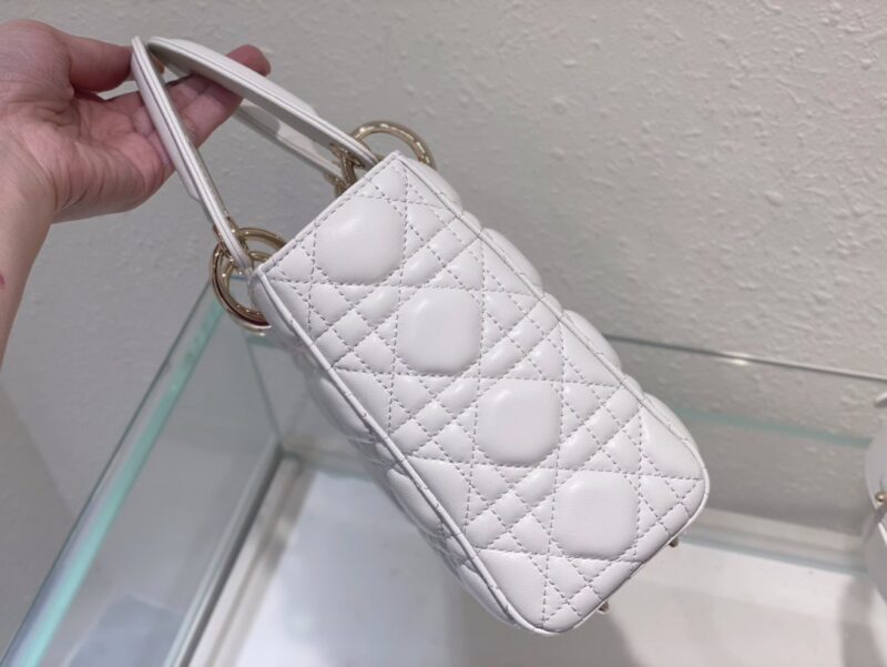 Dior Lady ABC High-end Women’s Handbag White Soft Leather 20cm