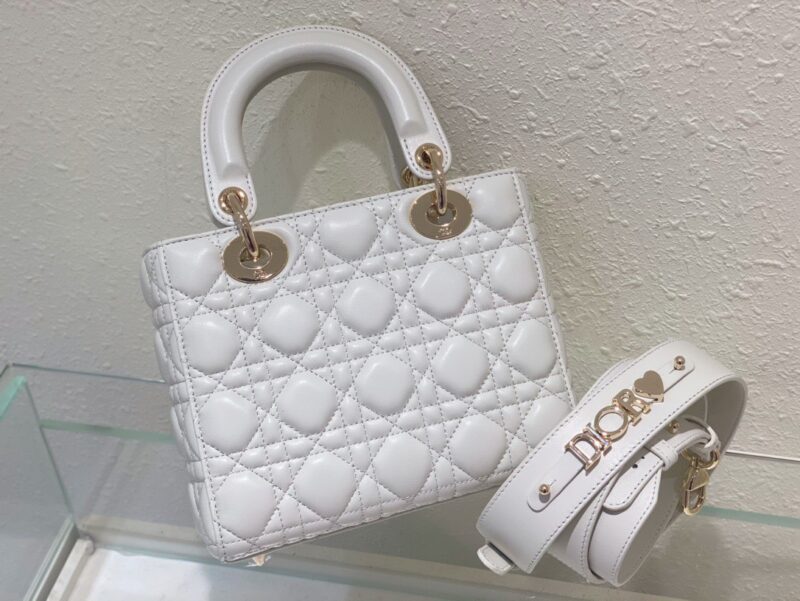 Dior Lady ABC High-end Women’s Handbag White Soft Leather 20cm