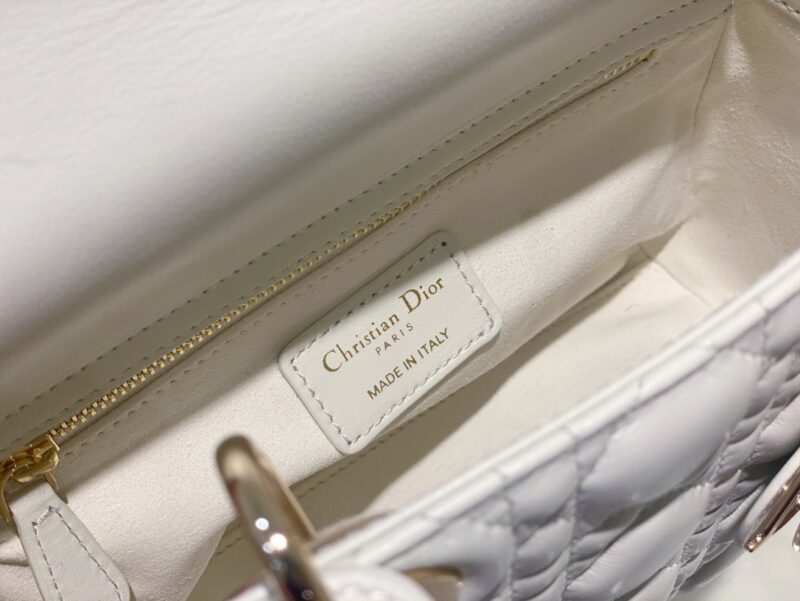 Dior Lady ABC High-end Women’s Handbag White Soft Leather 20cm