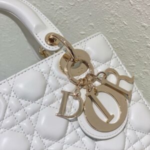Dior Lady ABC High-end Women’s Handbag White Soft Leather 20cm