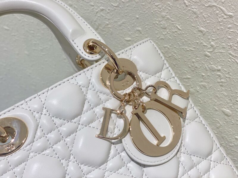 Dior Lady ABC High-end Women’s Handbag White Soft Leather 20cm