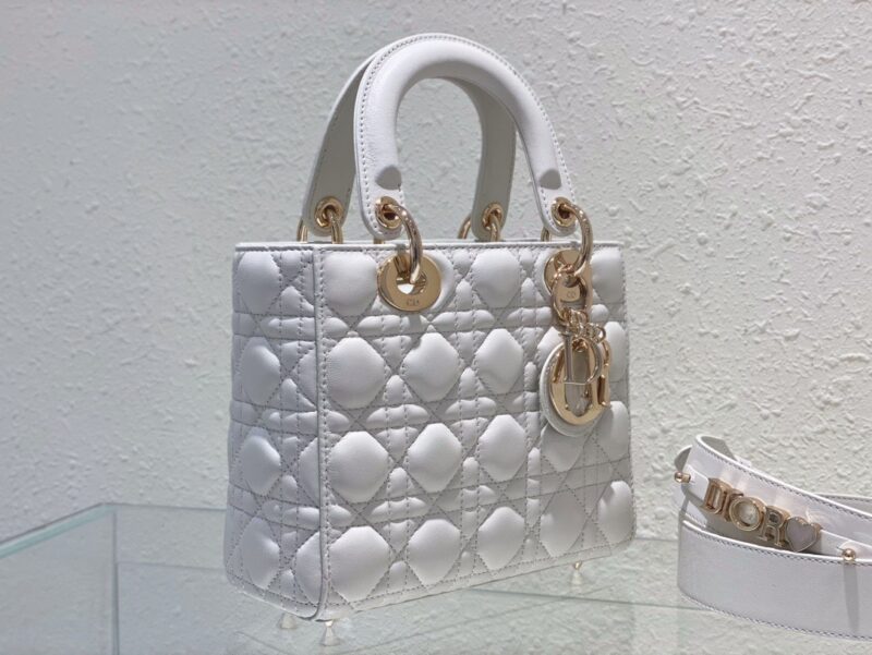 Dior Lady ABC High-end Women’s Handbag White Soft Leather 20cm