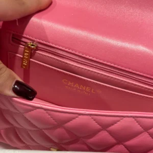 Chanel Classic Bell Bag Like Auth Handbags Bink Lock Gold Smooth Leather 20cm