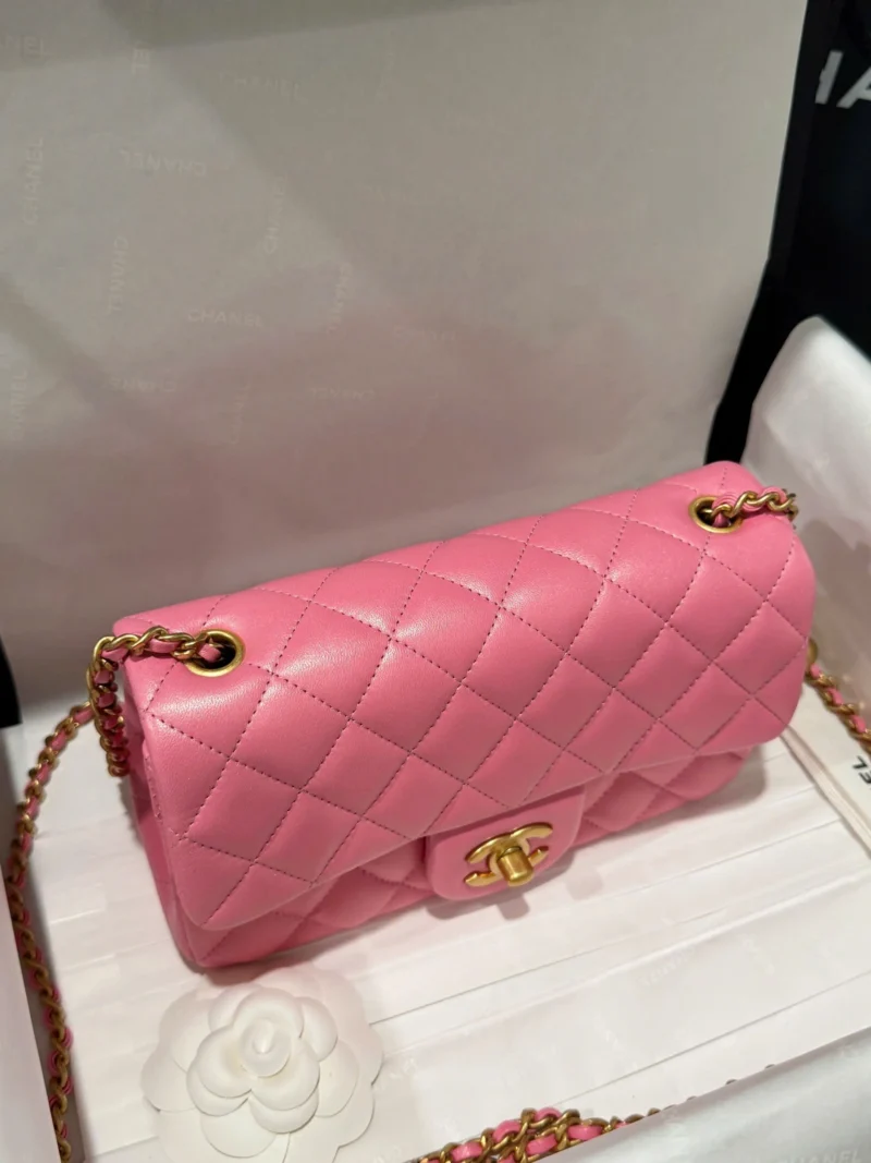 Chanel Classic Bell Bag Like Auth Handbags Bink Lock Gold Smooth Leather 20cm