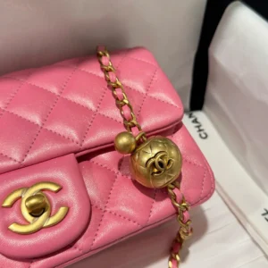 Chanel Classic Bell Bag Like Auth Handbags Bink Lock Gold Smooth Leather 20cm