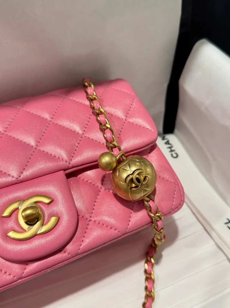 Chanel Classic Bell Bag Like Auth Handbags Bink Lock Gold Smooth Leather 20cm