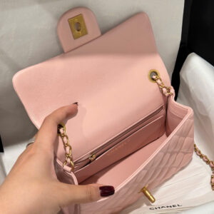 Chanel Classic Bell Bag Handbags Woman’s Like Auth Pink Sheepskin 20cm