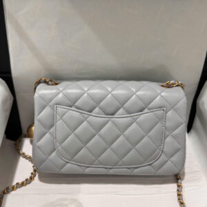 Chanel Classic Woman’s Smooth Leather Grey Like Auth Handbags 20cm