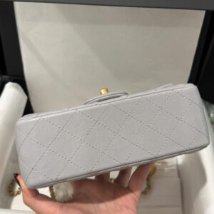 Chanel Classic Woman’s Smooth Leather Grey Like Auth Handbags 20cm