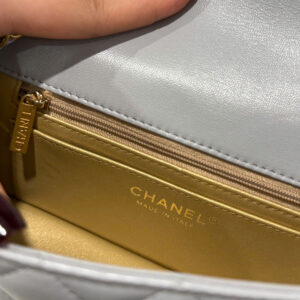 Chanel Classic Woman’s Smooth Leather Grey Like Auth Handbags 20cm