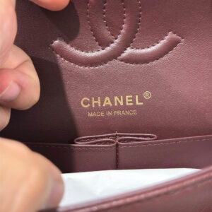 Chanel Classic Plum Red Color Like Auth Handbags With Lock Gold 25cm