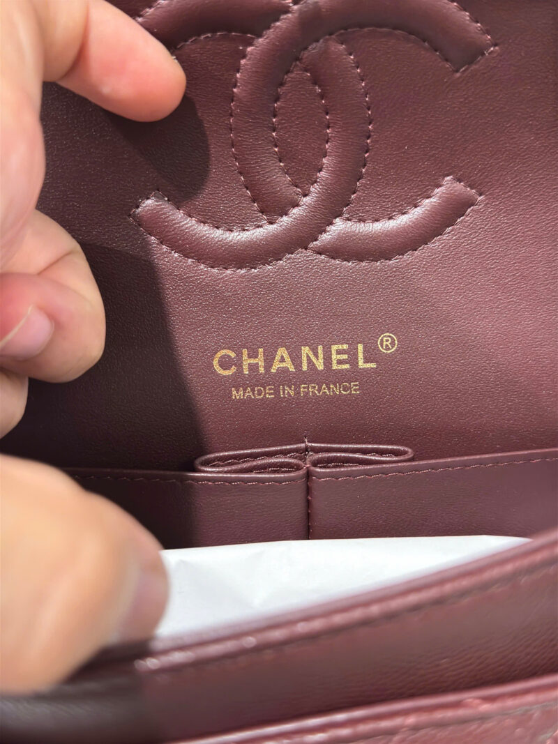 Chanel Classic Plum Red Color Like Auth Handbags With Lock Gold 25cm