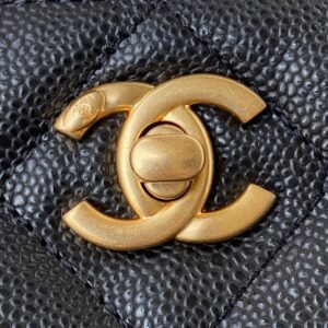 Chanel Hobo Like Auth Handbags Pebbled Leather With Lock Gold 19x16cm