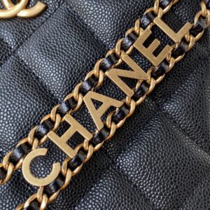 Chanel Hobo Like Auth Handbags Pebbled Leather With Lock Gold 19x16cm