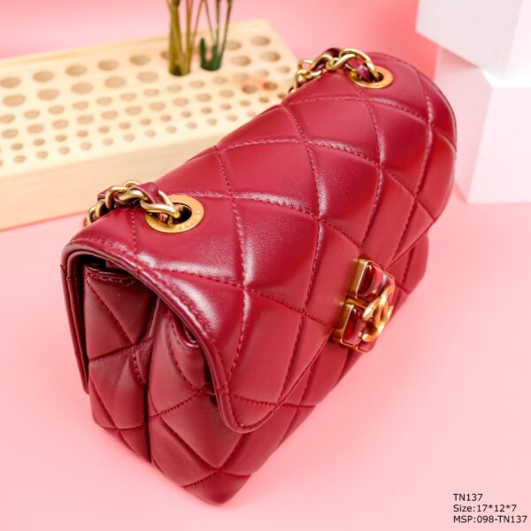 Chanel Woman’s Red High Best Quality Handbag Lock With Stone 17x12x7cm