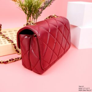 Chanel Woman’s Red High Best Quality Handbag Lock With Stone 17x12x7cm