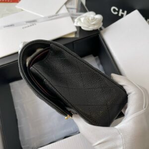 Chanel Medium Classic Like Auth Handbags Cowhide Black Lock Gold 25.5cm