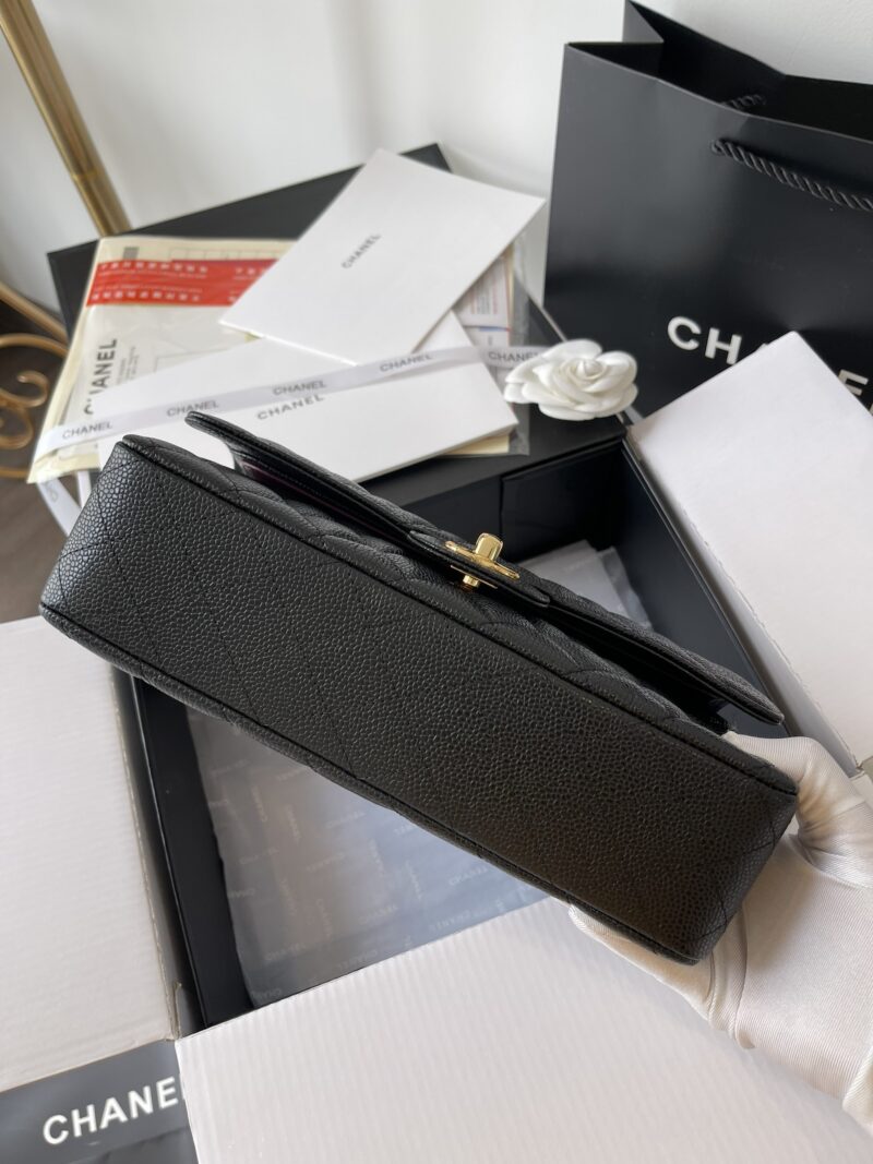 Chanel Medium Classic Like Auth Handbags Cowhide Black Lock Gold 25.5cm