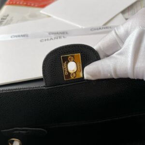 Chanel Medium Classic Like Auth Handbags Cowhide Black Lock Gold 25.5cm