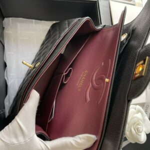 Chanel Medium Classic Like Auth Handbags Cowhide Black Lock Gold 25.5cm