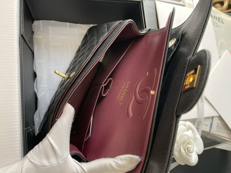 Chanel Medium Classic Like Auth Handbags Cowhide Black Lock Gold 25.5cm