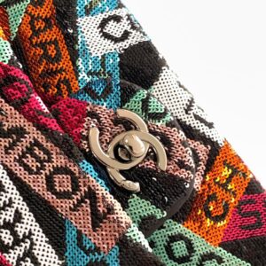 Chanel Mini Pastel Rainbow Sequin Like Auth Handbag 20x14x7cm