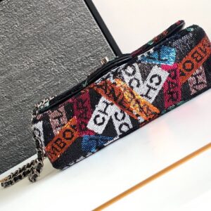 Chanel Mini Pastel Rainbow Sequin Like Auth Handbag 20x14x7cm