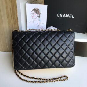 Chanel Woman’s Like Auth Handbags Black Mix Yellow Leather 25cm