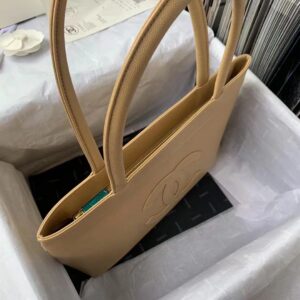 Chanel Vintage Classic Like Auth Handbags Lock Gold Nude 30x21x8cm