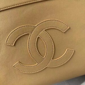 Chanel Vintage Classic Like Auth Handbags Lock Gold Nude 30x21x8cm